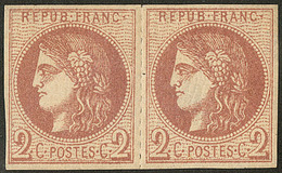 * No 40II, Paire Percée En Lignes Entre Les Deux Timbres. - TB - 1870 Uitgave Van Bordeaux