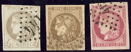 Nos 41II, 47a, 49 Obl Pgc. - TB - 1870 Emisión De Bordeaux