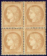 * No 55, Bistre, Bloc De Quatre. - TB - 1871-1875 Cérès