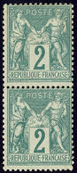 * No 62, Paire Verticale. - TB - 1876-1878 Sage (Type I)