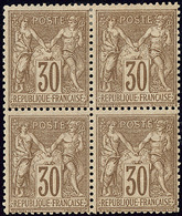 ** No 69, Brun Clair, Bloc De Quatre (deux Ex *), Deux Ex Pd Sinon TB - 1876-1878 Sage (Type I)