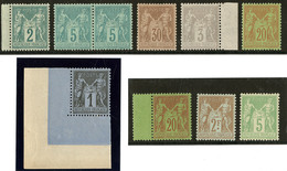 ** Nos 74 Bdf, 75 Paire, 80, 83 Cdf, 87 Bdf, 96, 96a Bdf, 105, 106. - TB - 1876-1878 Sage (Type I)