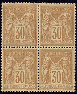 * No 80, Bloc De Quatre, Fortes Charnières Sinon TB - 1876-1878 Sage (Type I)