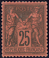 * No 91, Noir Sur Rouge, Quasiment **, Très Frais Et Bien Centré. - TB. - R - 1876-1878 Sage (Type I)