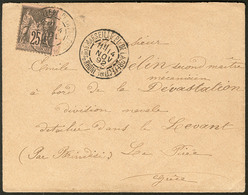 Lettre. No 97 Obl Cad Marseille Nov 92 Sur Enveloppe Pour Un Marin à Bord De La "Dévastation" Au Pirée. - TB - 1876-1878 Sage (Type I)
