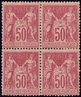 * No 104, Bloc De Quatre, Fortes Charnières Mais TB - 1876-1878 Sage (Type I)
