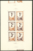 (*) Essais Typographiques De Delrieu 1944. Epreuve Collective Des 1F + 2F + 3F En Gris-lilas Et Brun-jaune, 82x127mm, +  - Other & Unclassified