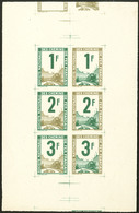 (*) Essais Typographiques De Delrieu 1944. Epreuve Collective Des 1F + 2F + 3F. En Vert Et Olive, 82x127mm, Avec Amorce  - Other & Unclassified