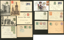 Lettre. 1900-1945, Plusieurs Dizaines D'enveloppes, BJ Et CP, Affts Et Obl Divers Dont Cad D'Expos. - TB - Collections