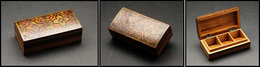 Boîte Tunbridge Rectangulaire à Décor Multicolore, 3 Comp., 84x42x28mm. - TB - Boites A Timbres