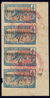 Congo. No 50 Bande De Quatre Verticale Surchargé "TIMBRE PROPORTIONNEL/1f" Obl Cachet Rouge Sur Fragment. - TB - Sonstige & Ohne Zuordnung