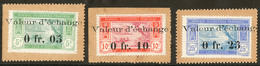 (*) Timbres-monnaie. Nos 44, 45 Et 48 Sur Supports Dentelés Et Surchargés "Valeur D'échange" Et Valeur 0,05f à 0,25f. -  - Autres & Non Classés