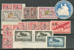 * Lot. 1914-1922 (Poste, PA), Qqs Petites Variétés Et Qqs Ex **. - TB - Autres & Non Classés