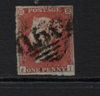 GB Victoria Line Engraved Penny Red Imperf. .  On Blue Paper.  Spacefiller ; Thins - Used Stamps