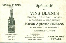 Vloeipapier - Buvard - Vin Blanc - Château St Marc - Maison Alphonse Simkens Borgerhout - Anvers - Liqueur & Bière