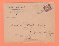 LETTRE A EN TÊTE HÔTEL MICHAUT R. BRIANDET Succ AIGNAY LE DUC (COTE D 'OR) - Otros & Sin Clasificación