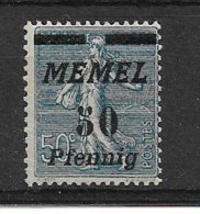 B 15 - MEMEL Poste 54 ** MNH De 1922 - Semeuse Surchargée 50P Sur 50c - - Ongebruikt