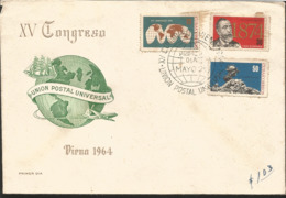 V) 1964 CARIBBEAN, 15TH UPU CONGRESS, VIENNA, WITH SLOGAN CANCELATION, BLACK CANCELLATION, FDC - Lettres & Documents