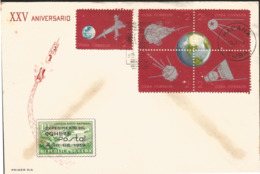 V) 1964 CARIBBEAN, EXPERIMENTAL CUBAN POSTAL ROCKET FLIGHT, 25TH ANNIVIVERSARY, WITH SLOGAN CANCELATION, BLACK CANCELLAT - Covers & Documents