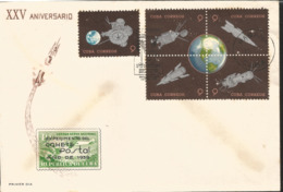 V) 1964 CARIBBEAN, EXPERIMENTAL CUBAN POSTAL ROCKET FLIGHT, 25TH ANNIVIVERSARY, WITH SLOGAN CANCELATION, BLACK CANCELLAT - Lettres & Documents