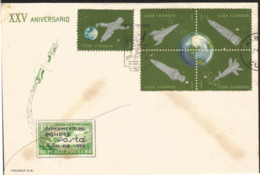 V) 1964 CARIBBEAN, EXPERIMENTAL CUBAN POSTAL ROCKET FLIGHT, 25TH ANNIVIVERSARY, WITH SLOGAN CANCELATION, BLACK CANCELLAT - Storia Postale