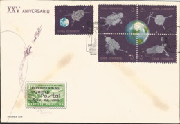 V) 1964 CARIBBEAN, EXPERIMENTAL CUBAN POSTAL ROCKET FLIGHT, 25TH ANNIVIVERSARY, WITH SLOGAN CANCELATION, BLACK CANCELLAT - Lettres & Documents