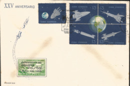 V) 1964 CARIBBEAN, EXPERIMENTAL CUBAN POSTAL ROCKET FLIGHT, 25TH ANNIVIVERSARY, WITH SLOGAN CANCELATION, BLCK CANCELLATI - Covers & Documents