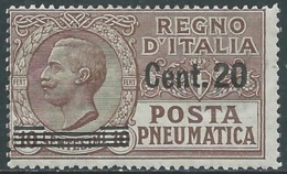 1924-25 REGNO POSTA PNEUMATICA SOPRASTAMPATO 20 SU 10 CENT MNH ** - UR42-6 - Pneumatic Mail