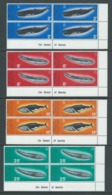 British Antarctic Territory 1977 Whale Conservation Set Of 4 In Marginal Imprint Blocks Of 4 MNH - Otros & Sin Clasificación