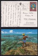 France Polynesie Tahiti 1977 Picture Postcard BORA BORA To LAUSANNE Switzerland Guitar Postmark - Covers & Documents