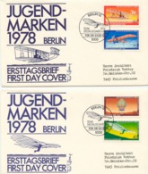 BERLIN 13.4.1978, Jugend (Luftfahrt) A. 2 Echt Gel. FDC's - Storia Postale