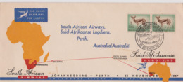 South Africa 1957 First Flight Johannesburg To Perth,Commemorative Cover, - Poste Aérienne