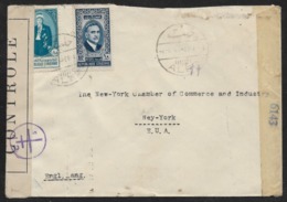 1944 - SYRIE - ALEPPO Lettre Vers NEW YORK, USA - Double Censure France - Etats Unis - Storia Postale