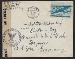 1946 - US - 30c AIRMAIL To GERMANY - U.S CIVIL CENSORSHIP GERMANY - PORTLAND To FÜRTH U.S ZONE - 2a. 1941-1960 Oblitérés