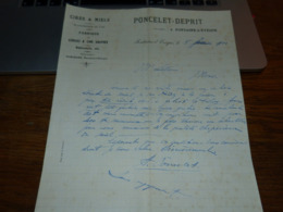 Document Commercial Cires Et Miels Poncelet Deprit Fontaine L'Evêque 1900 Hydromel - 1900 – 1949