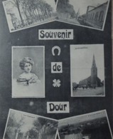 Dour Souvenir Carte Fantaisie (Timbre 195 Albert Ier 15c Lila Type "Houyoux") - Dour