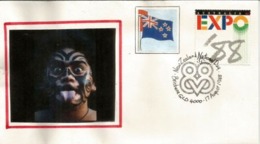 NEW-ZEALAND NATIONAL DAY. UNIVERSAL EXPO BRISBANE 1988 AUSTRALIA. (guerrier Maori) - - Lettres & Documents