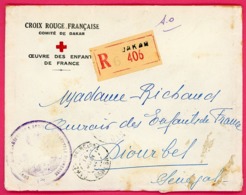 CROIX ROUGE DE DAKAR SENEGAL EN 1944 Env. Recommandé En FM Adressée à Diourbel. Voir Description - Red Cross