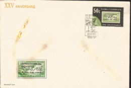 V) 1964 CARIBBEAN, EXPERIMENTAL CUBAN POSTAL ROCKET FLIGHT, 25TH ANNIVIVERSARY, WITH SLOGAN CANCELATION, FDC - Covers & Documents