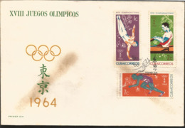 V) 1964 CARIBBEAN, SUMMER OLYMPICS, TOKYO, WITH SLOGAN CANCELATION IN BLACK, FDC - Cartas & Documentos