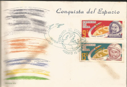V) 1964 CARIBBEAN, SPACECRAFT AND COSMONAUTS, BYKOVSKY, TERESHKOVA, WITH SLOGAN CANCELATION IN BLACK, FDC - Lettres & Documents