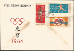 V) 1964 CARIBBEAN, XVIII SUMMER OLYMPICS, TOKYO, WITH SLOGAN CANCELATION IN BLACK, FDC - Covers & Documents