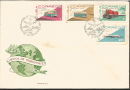 V) 1965 CARIBBEAN, TRANSPORTATION, SKODA BUS, IKARUS BUS, LOCOMOTIVE, ILYUSHIN 18 JET, WITH SLOGAN CANCELATION IN BLACK, - Briefe U. Dokumente