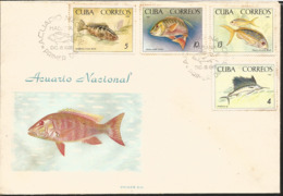 V) 1965 CARIBBEAN, FISH IN THE NATIONAL AQUARIUM, WITH SLOGAN CANCELATION IN BLACK, OVERPTINT IN BLACK, FDC - Storia Postale