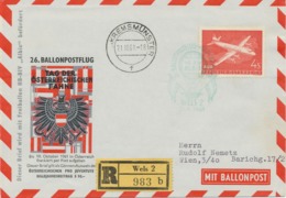 ÖSTERREICH 21.10.1961, AUA 4 S. Als EF A. Kab.-R-Ballonpost-Bf (WELS 2) Mit Freiballon HB-BIV "Albis" Befördert - Altri & Non Classificati