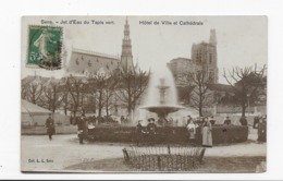 Delcampe - 89  SENS JET D'EAU DU TAPIS VERT HOTEL DE VILLE  CATHEDRALE  ANIMEE  BON ETAT 2 SCANS - Sergines