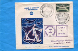 -MARCOPHILIE-ALGERIE+Lettre Illustrée FDC +U P A 60 Ans-voyagée> Journée Du Timbre 1959 N° 1196- - FDC