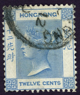 HONG KONG - 1862 12c Light Blue Queen Victoria - HK 3 USED - ...-1862 Préphilatélie