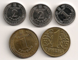 Ukraine - 1 Hryvnia 2001 - 1 Hryvnia 2011 - 1 Hryvnia 2018 -  2x 2 Hryvni 2018+2019 - Oekraïne