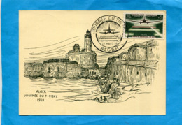-MARCOPHILIE-ALGERIE+carte Illustrée FDC > Journée Du Timbre 1959 N° 1196-voyagé Pour U P A - FDC